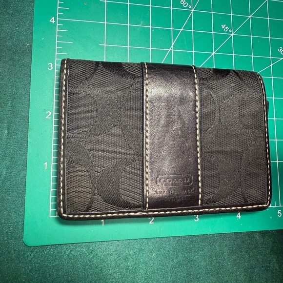 Coach Black Signature Canvas & Leather Wallet with Snap Closure - Picture 1 of 10